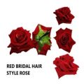 Blossom Elegance: New Elegant Red Rose Bridal Hair Style Flower. 