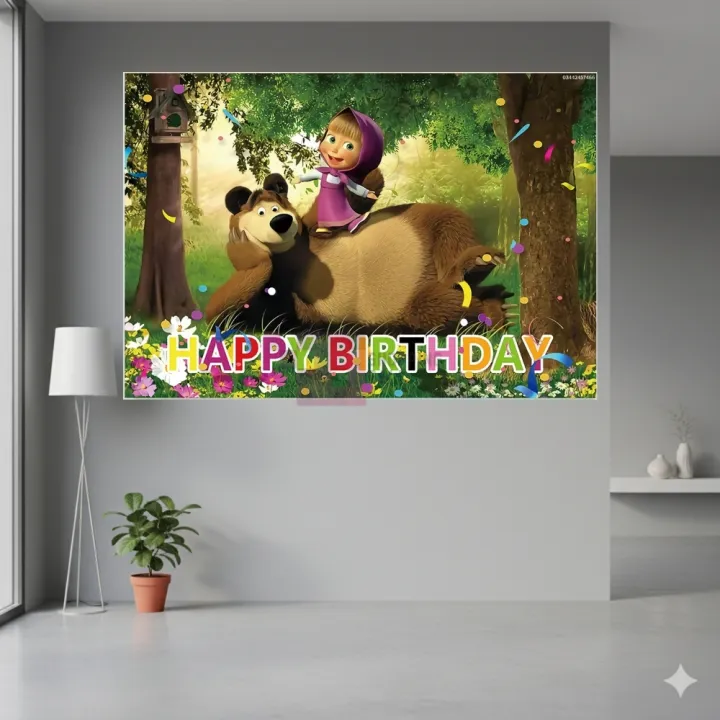 Masha%20And%20The%20Bear%20%20Banner%20-%2036%20Inch%20By%2024%20Inch%20-%20Birthday%20Banner%20-%20Masha%20And%20The%20Bear%C2%A0Themed%20Party%20-%20Multicolor%20-%20Girls%20-%20Pack%20Of%201%20-%20Image%203