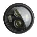 12V Black LED 6 1/2  Motorcycle Projector Headlights Cafe Racer Headlamp. 