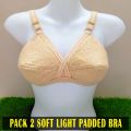 Light Padded Bra For Women & Girls Soft Light Padded Bra in Pack of 2 Skin Black - Size 32 to 42. 
