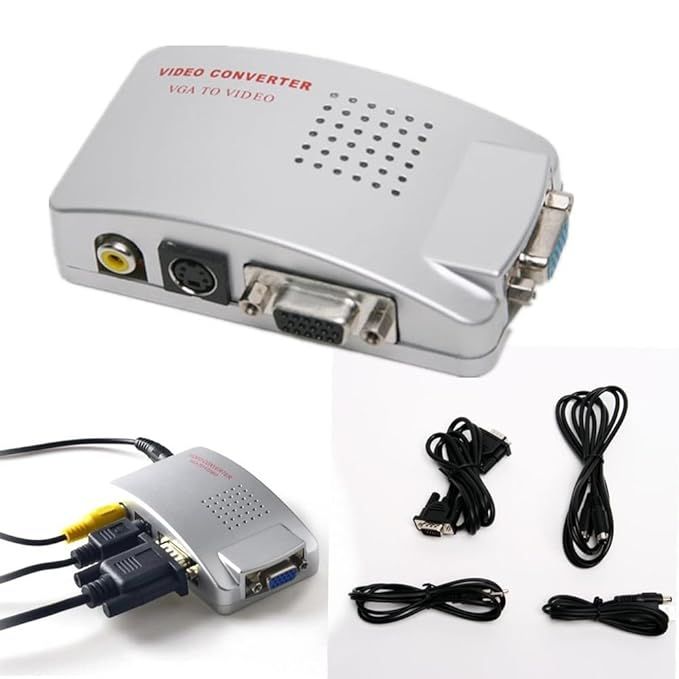 VGA Conversion High Resolusion Video 15 Pin VGA to Video & S-video Converter / High Resolution VGA to Video TV AV Composite RCA S-Video Conversion Converter Box Adapter for Computer Laptop PC MAC Monitor to TV Projector