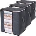 Pack of 2 Premium Quality -Portable Bamboo Charcoal Clothes Blanket Large Folding Bag Storage Box Organizer. 