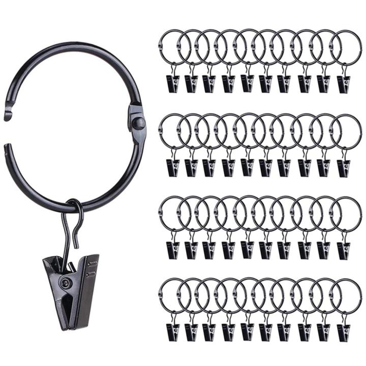 HASTHIP® 10Pcs Golden Curtain Ring Clips Openable Curtain Ring Clips for Quick Curtain Change or Installation 3.2cm Diameter Metal Curtain Rings for Window Curtain, Shower Curtain, Drapes main image 0