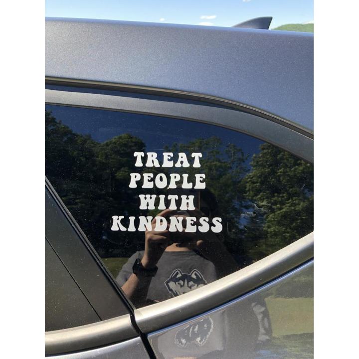 Black/White Treat People with Kindness Bumper Sticker Car Decal Waterproof Sticker Art Bumper Car Window Cool Decor S748