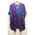 Printed V-Neck Short Drawstring Microfiber Tunic Shirt for Women. 