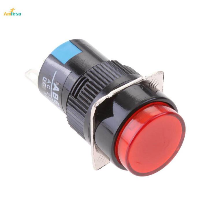 16mm DC 12V 5A Push Button Switch No NC Self-Locking ON/OFF Lock Red