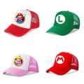 A5TG Cartoon Super Mario Bros. Sunscreen Summer Children's Baseball Fashion Princess Peach Makeup Mesh Hat. 