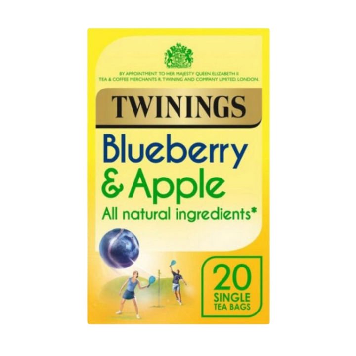 Twinings Tea Blueberry  Apple 20 Tea Bags English Break Fast Tea Bags 40gTea Bags 20 per Pack Pack of 1 Made in England