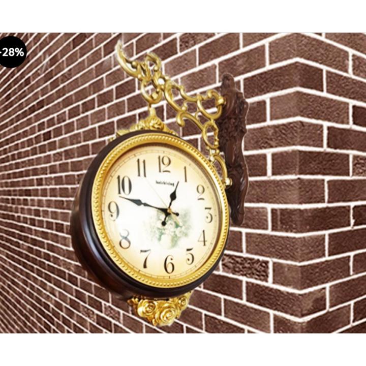 Retro Double Sided Wall Clock - Hanging Double Face Clock