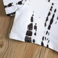 Girls Casual Two-piece Pants Suit, White Tie-dyed Print T-shirt and Bell Bottom Trousers, 1-6 Years. 