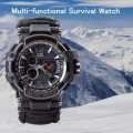 Waterproof Military Tactical Paracord Watch Multifunction Outdoor Survival Watch for Men Sport Wrist Watches with Compass Thermometer. 