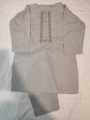 Grey-Kurta Shalwar Lawn Tar Kashi handwork. 