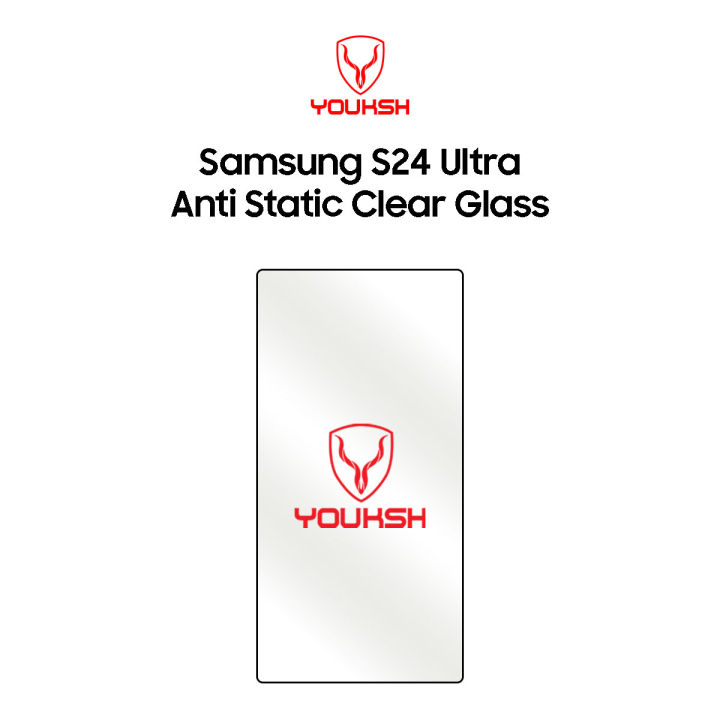 YOUKSH Samsung S24 Ultra Anti Static Clear Glass Protector - YOUKSH Samsung S24 Ultra Anti Static Glass Protector - With YOUKSH Installation kit.