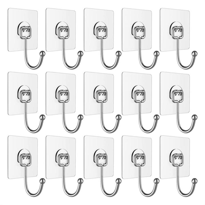 15 Piece Towel Hook Waterproof Transparent Hooks for Hanging Heavy Duty Wall Hooks for Bathroom Shower Kitchen