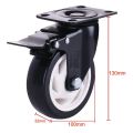 Castor 4Inch Wheels 4Pice Set Heavy Duty PU Rubber Swivel Trolley Furniture Caster with Brakes Black. 