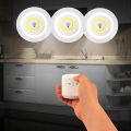 3 Pack Wireless Tap LED Puck Lights with Remote Control – Stick Anywhere Night Lights with Adjustable Brightness for Home, Office, or Stairs. 