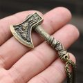 Double Rune Wolf And Raven Slavic Amulets Talismans Viking Odin Handle Axe Necklaces Pendants Norse Vikings Jewelry. 
