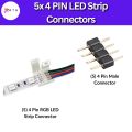 Pack of 5 4 Pin Male & 4 Pin RGB LED Strip Connector Best for Connecting LEDs for Big Size Room. 