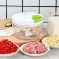 Manual Pull Rope Vegetable Chopper with 5-Blade and 3-Blade Options – Speedy Hand Cutter for Quick Chopping & Mincing – Multi-Purpose Kitchen Gadget for Garlic, Vegetables, & Meat – Compact, Lightweight Chopper in Grey, Pink, & Green. 