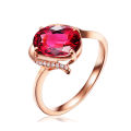 New product temperament high-end versatile rose gold simulated ruby emerald colored gemstone open ring women's ring. 