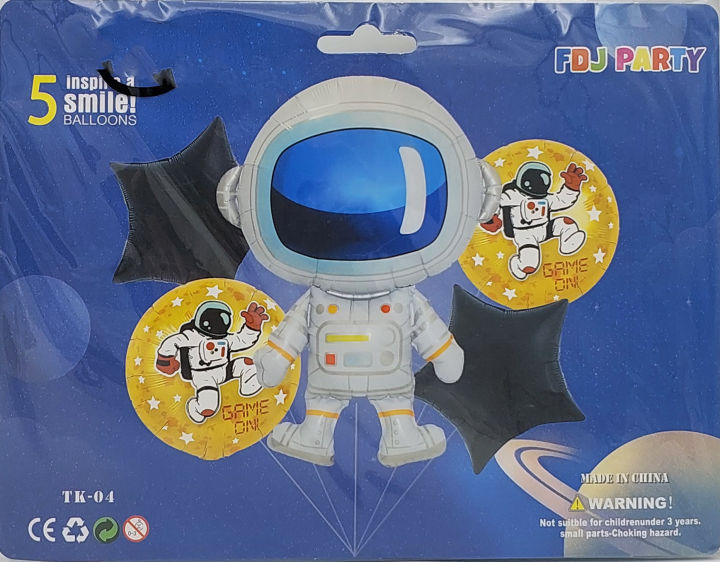SPACE FOIL BALLOON SET - PACK OF 5 FOIL BALLOONS - SPACE THEME FOIL BALLOONS