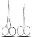 Cutting Clippers Point and Rounded Safety Tip Scissors For Men and Women (Silver), 2 Pcs Stainless Steel Small Scissors, Facial Hair Grooming Set Comfort grip Handels, Eyebrow, Nose, Muatache Beard For Personal and Professional Use. 