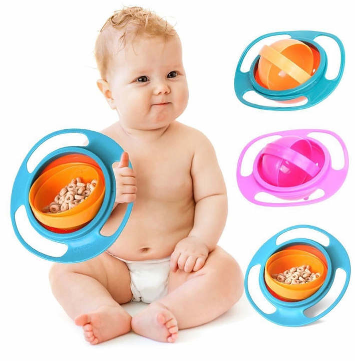 Magic Gyro Bowl 360 Rotate Spill-Proof Infants Toddler Baby Kids Training Feeding 360° Degree Rotatable Rotation Spill-Resistant Gyroscopic Children Rotary Balance Food Grade Children's Tableware Universal Practical Design Dishes Eating Bowls Learning