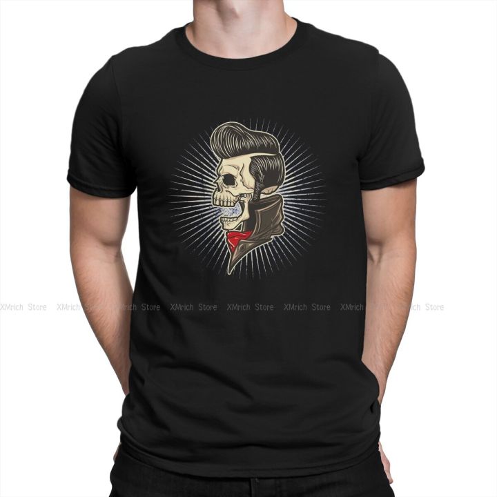Skull Slick Hair Unique T-Shirt Rockabilly Rock and Roll Leisure T Shirt Summer Stuff For Men Women