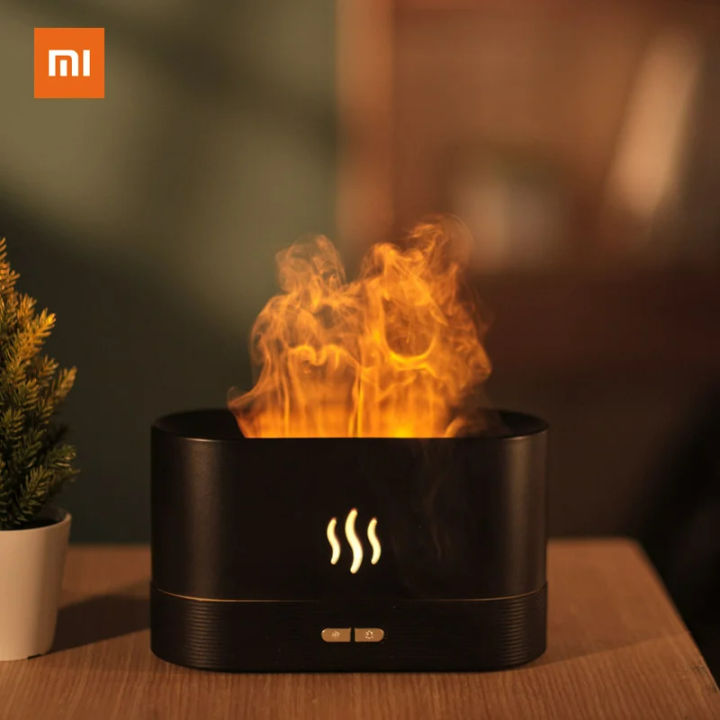 Flame Humidifier Fire Diffuser, Portable Noiseless Mist Air Aromatherapy Diffuser for Essential Oils for Home Office Bedroom with Night Light and No-Water Auto-Off Protection