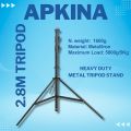 APKINA 9.2ft/2.8m Light Stand, Heavy Duty All Metal Tripod Stand, 3 Way Mounting Interface & Metal Locking Knobs, Max Load 11lb/5kg. 