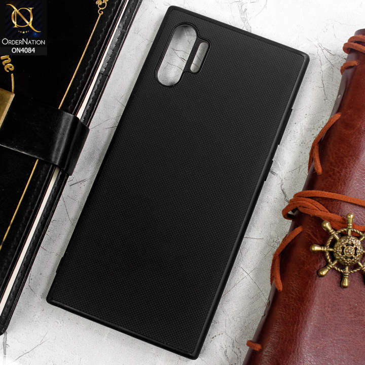 Samsung_ Galaxy Note 10 Plus Cover - Black - New Carbon Fiber Texture Camera Protection Soft Silicon Case
