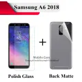 Samsung Galaxy A6 2018 Tempered Glass Screen Protector Polish Glass + Back Matte Protector Soft Film Protection Soft Skin Sheet For Galaxy A6 2018. 