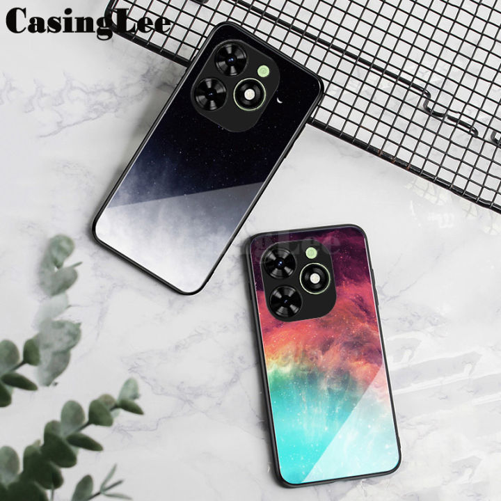 For Tecno Spark 20C Case Tempered Glass mirror Protector Starry Sky Couple Cover For Tecno Spark 20C Back Cover Phone Cases