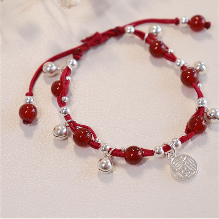 Miaojiang girl hand-woven red rope bell bracelet, Chinese style, ethnic temperament, versatile honmei bracelet