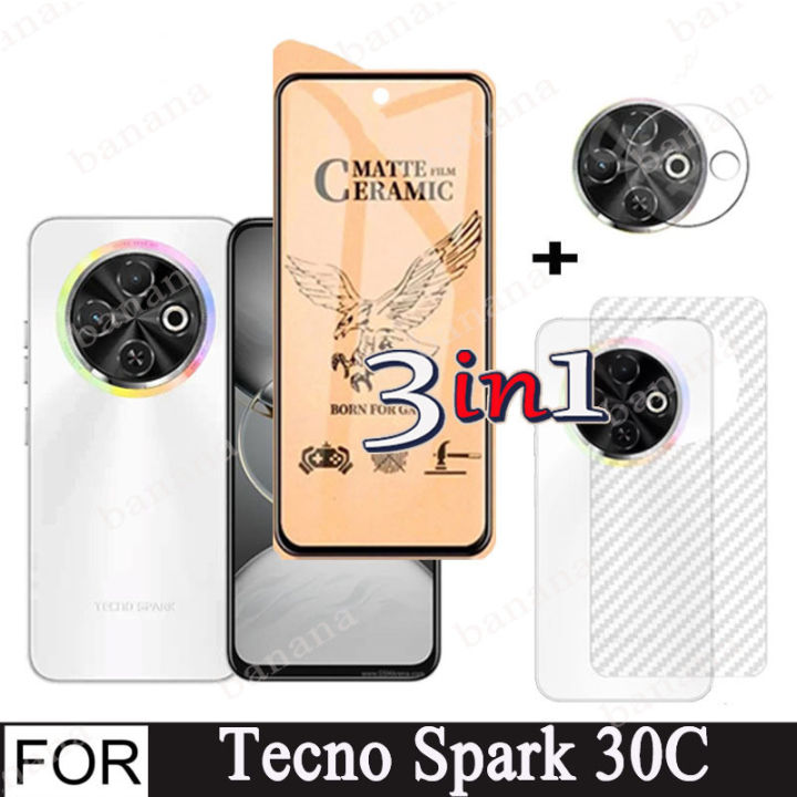 For Tecno Spark 30C 20C GO 1 2024 2025 3 in 1 Ceramic Tempered Glass Film Camera Lens Protector