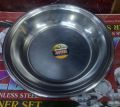 3 Pcs Round Deep Plates Steel Tasra 9 inches 90ml. 