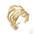 no fade gold jewelry 18k real gold PVD plated chunky gold rings ring stainless steel adjustable Clover ring for women. 