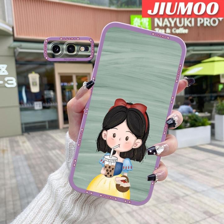 JIUMOO Case For Samsung S10e Case Fashion Colorful Oil Girl Thin Shockproof Square Edge Silicone TPU Casing Full Lens Cover Camera Protect Cases Soft Case