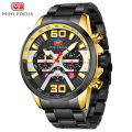 Mini Focus Black Dial Black Stainless Steel Chronograph Watch for Men- MF0336G-04. 