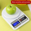 Electronic Digital Kitchen Weighing Machine: 10kg Weight Scale with Backlit LCD (Shop, Food, Cake, Kids Food, Spices, Vegetables, Liquids, Chicken, Fruits) - White. 