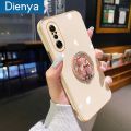 dienya For Xiaomi MI POCO F3 GT Redmi K40 Gaming Case Flash Drill Bear Metal Rotate Bracket Design Side Square Edge Plating Silicone Soft Casing Full Lens Camera Protection Phone Cases. 