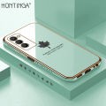 Hontinga for Tecno Camon 18 / Camon 18 P / Camon 18T Back Cover Luxury 6D Plating Maple Leaf Side Pattern Case Soft Silicone Square Phone Cases. 