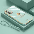 For OPPO F19 Back Cover Luxury 6D Plating Maple Leaf Side Pattern Soft Silicone Square Mobile Phone Case. 