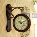 Vintage Double Side Wooden Style Vintage Antique Wall Clock - Brown double face Beautiful Look wall clock / Two sided wall clock - Unique Double Sided Wall Clock Vintage Looks - Brown (Two Sided) -. 