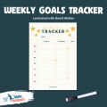 Weekly Goals Tracker Planner A4 Size Laminate with board marker 2024 wall planner. 