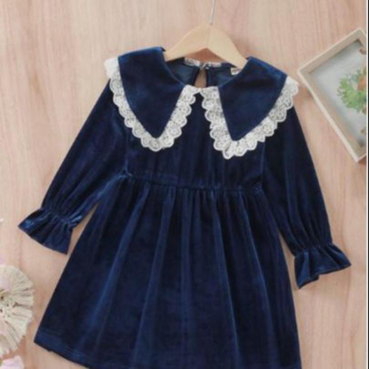 Black Velvet Dress For Baby Girl OBEEII Toddlers Baby Girls Fall Long  Sleeve Solid Color Ruffled