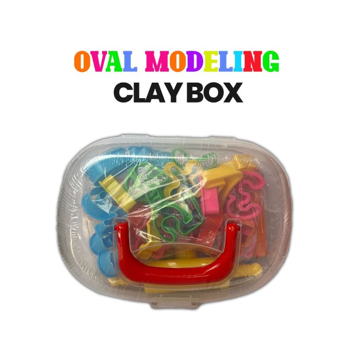 Premium Modeling Clay Set: Oval Box with 24 Unique 3D Stamp Molds ...