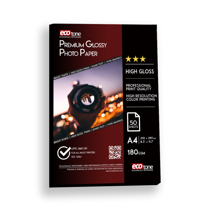 PREMIUM GLOSSY PHOTO PAPER High Gloss  Print Quality High Resolution Color Printing A4 50 Sheet 115 GSM 180 GSM,200 GSM 230 GSM, 250 GSM , 300 GSM