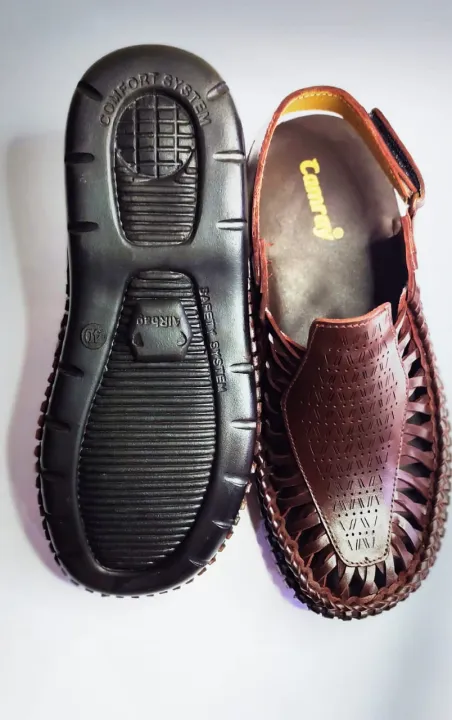 Genuine%20Leather%20Men's%20Sandals%20Round%20Shape%20Fashion%20Casual%20Brown%20Men%20-%20Image%205