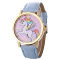 New Cute Children's Watch Fashion Cartoon Unicorn Dial Belt Quartz Watch + Necklace Free Match Suit. 